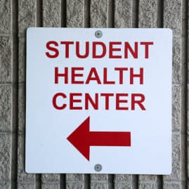 student healthcare sign